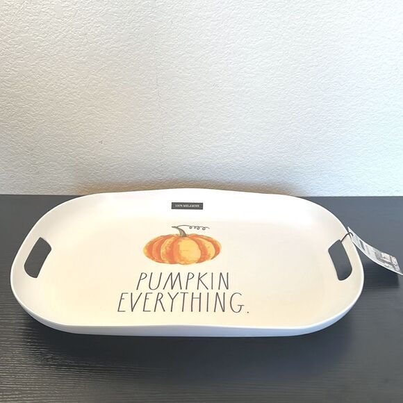 Rae Dunn Melamine "PUMPKIN EVERYTHING" Matte Oval Serving Tray with Handles - Picture 2 of 6
